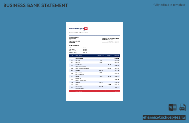 Norwegische Bank Norwegian AS – Organisationsdokument (Word- und PDF-Beispiel)